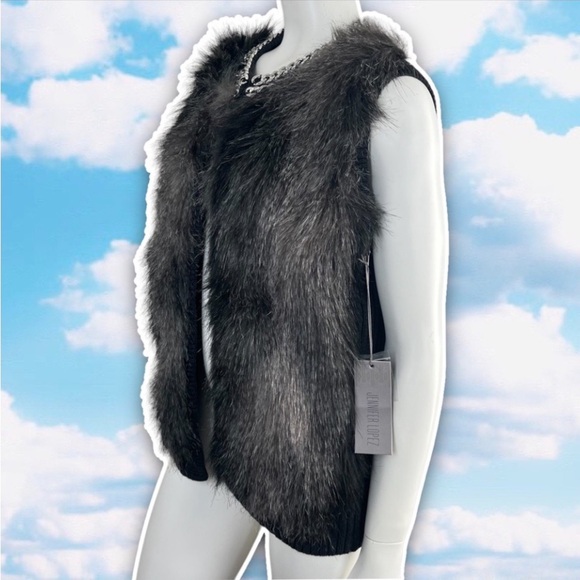 NWT JENNIFER LOPEZ Modern Bohemia Vegan Faux Fur Rib Knit Open Sweater Vest Boho - Picture 4 of 14